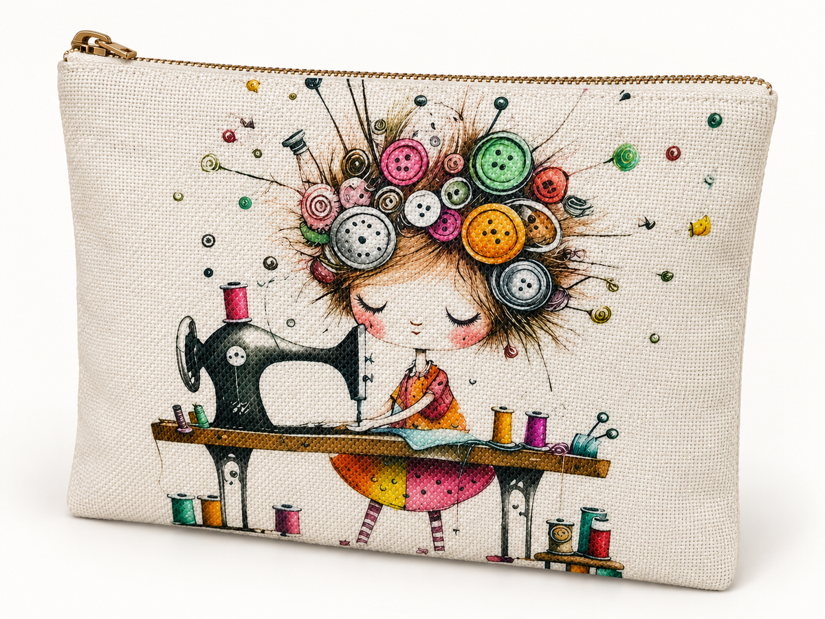 Sewing Girl Large Zipper Pouch