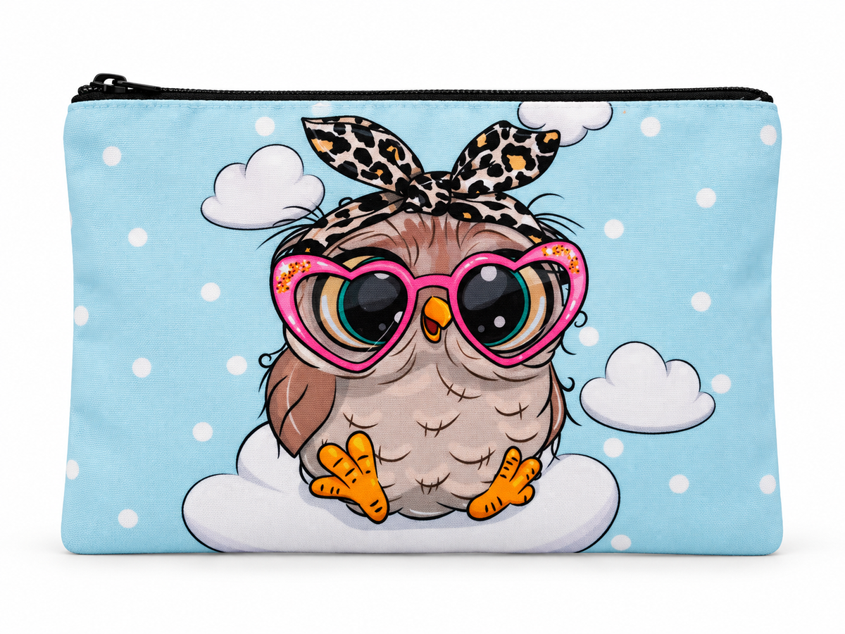 Playful Owl Medium Zipper Pouch