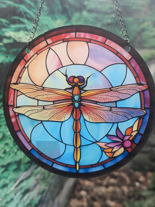 DRAGONFLY PINK AND BLUE SUNCATCHER