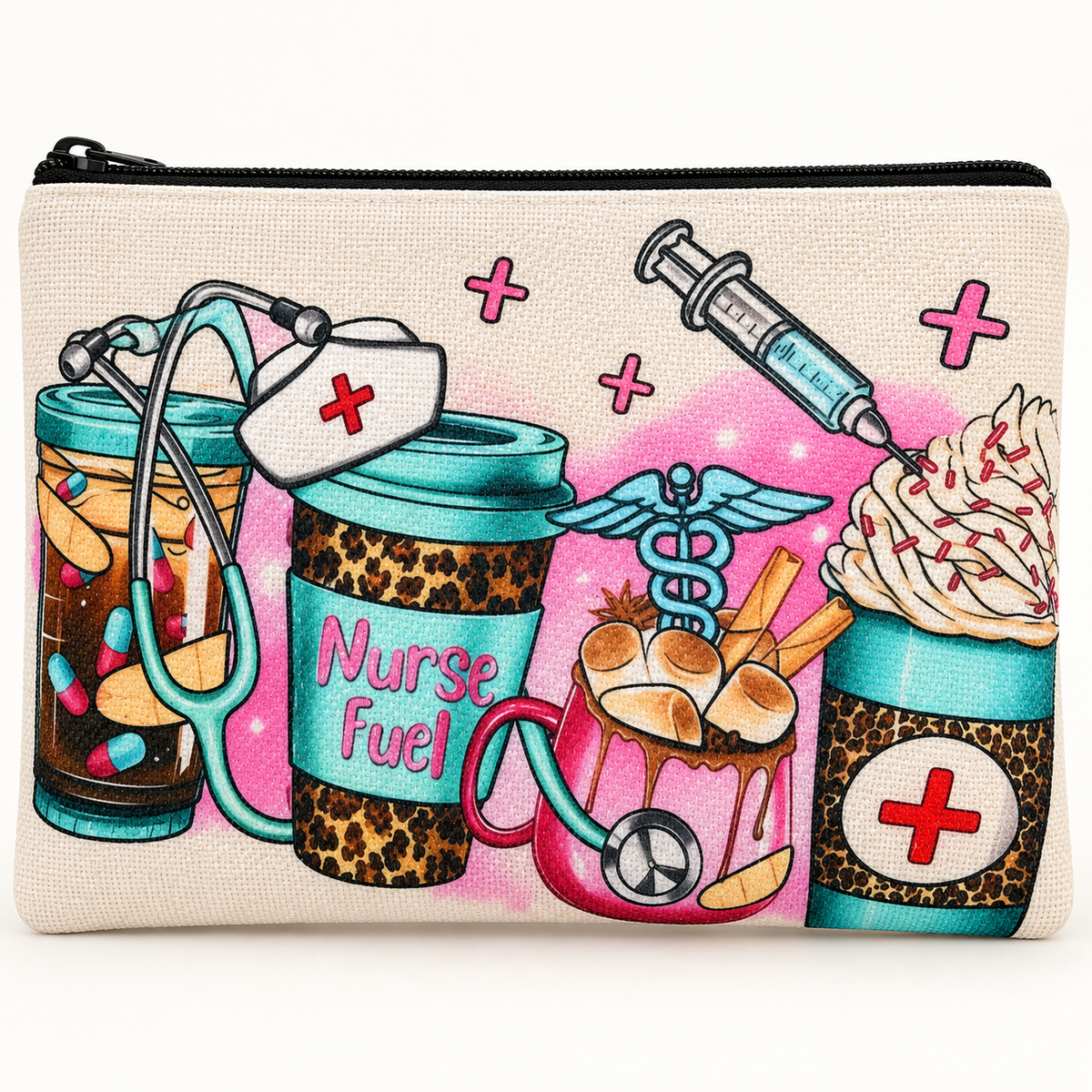 Nurse Fuel Large Zipper Pouch