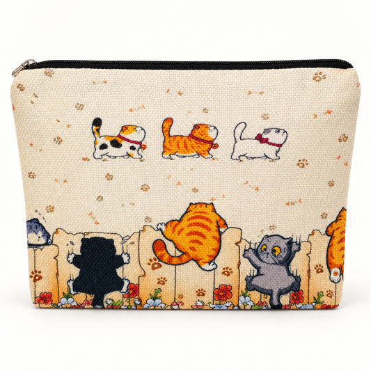 Cats on the Fence Large Zipper Pouch