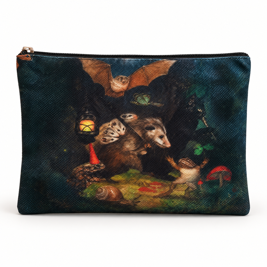 Whimsical Possum Large Zipper Pouch