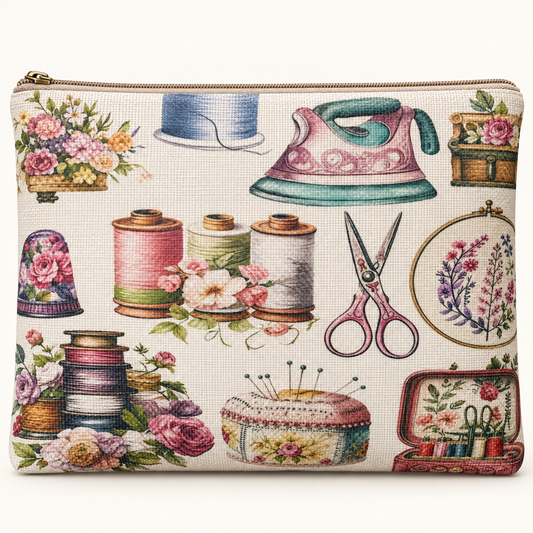 Vintage Sewing Notions Large Zipper Pouch