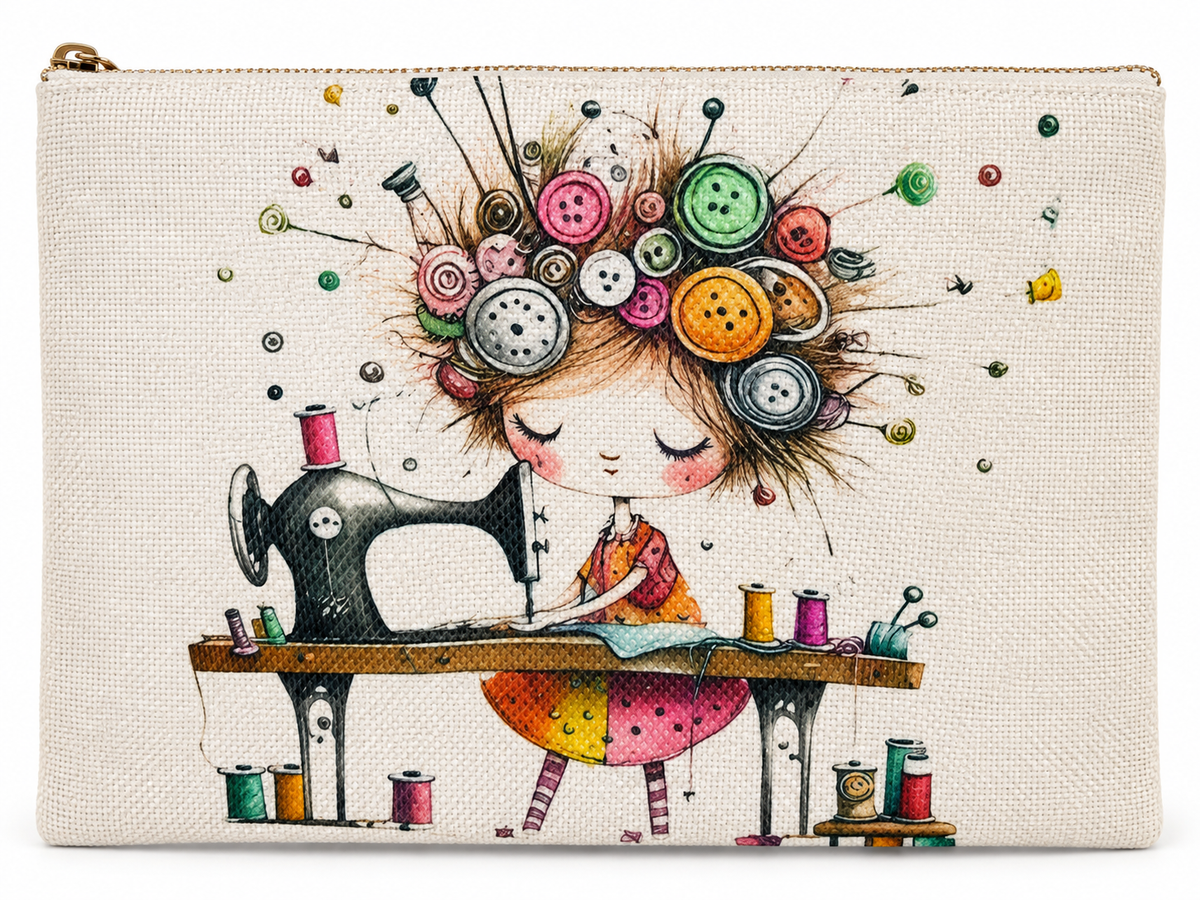 Sewing Girl Large Zipper Pouch