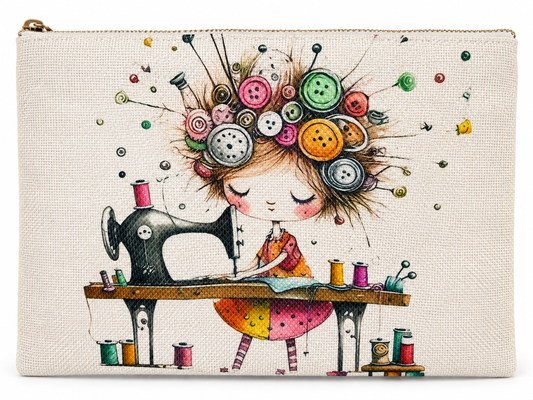 Sewing Girl Large Zipper Pouch