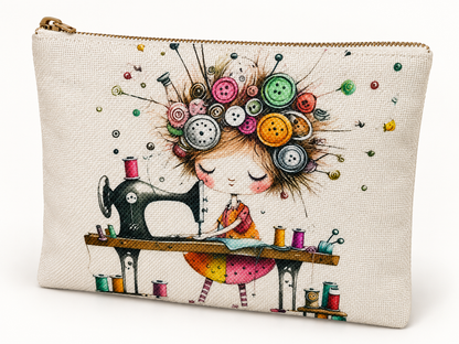 Sewing Girl Large Zipper Pouch