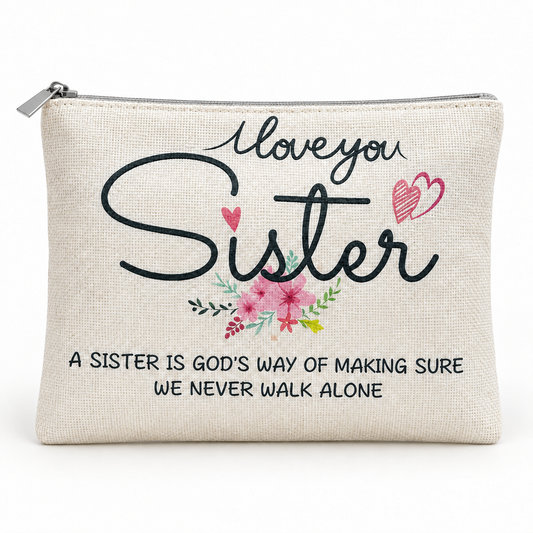 Love You Sister Large Zipper Pouch