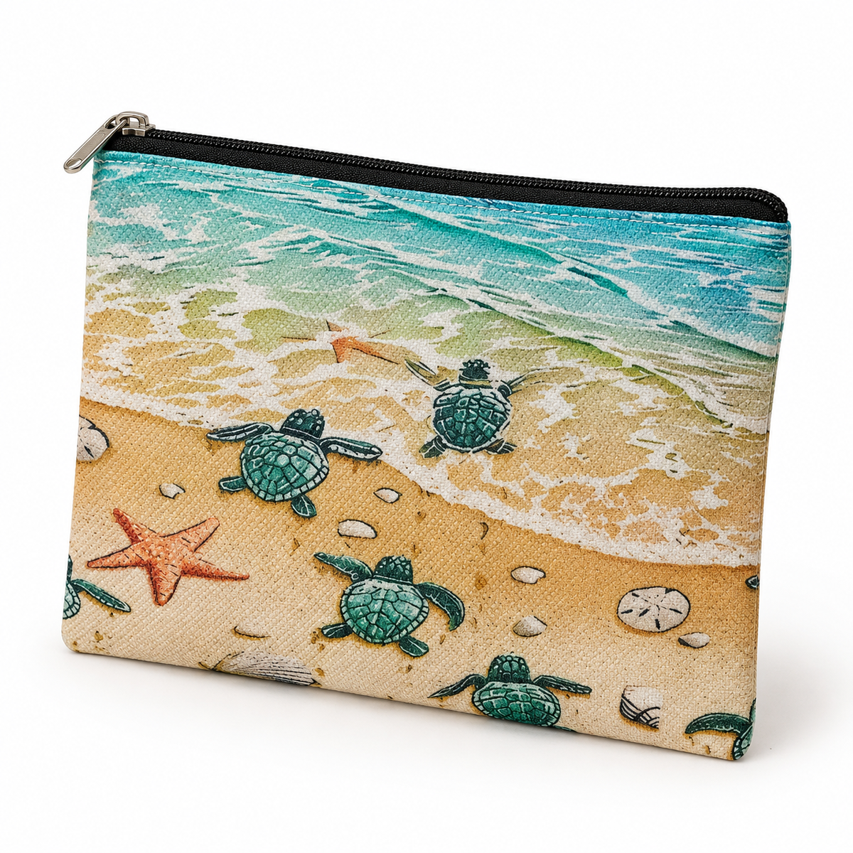 Sea Turtle Beach Large Zipper Pouch