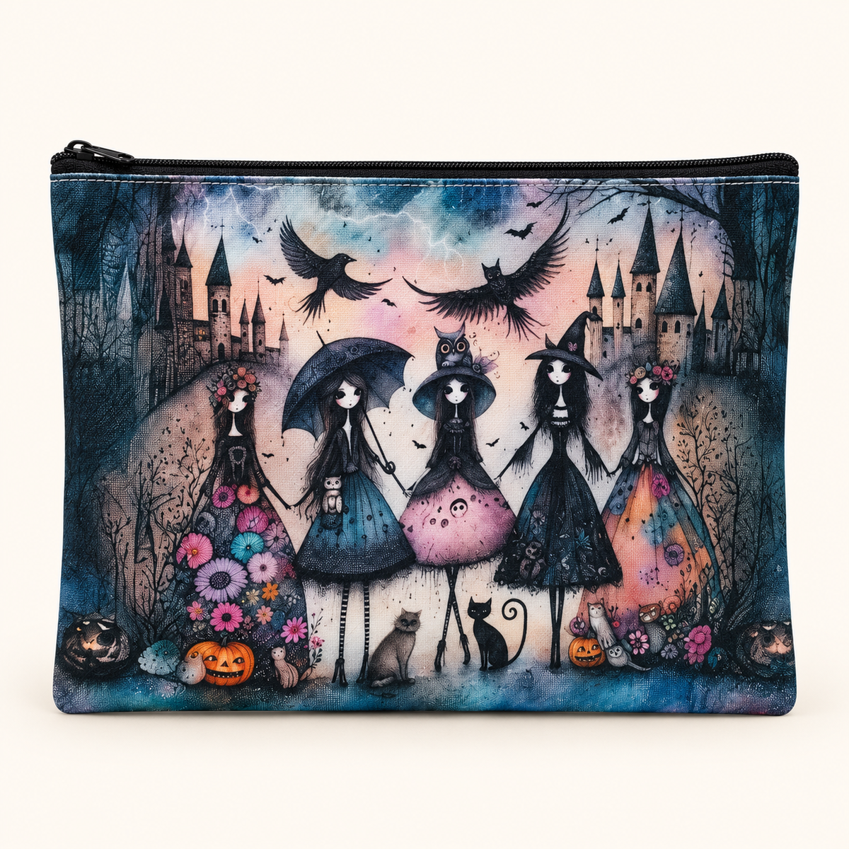 Whimsical Witches Large Zipper Pouch