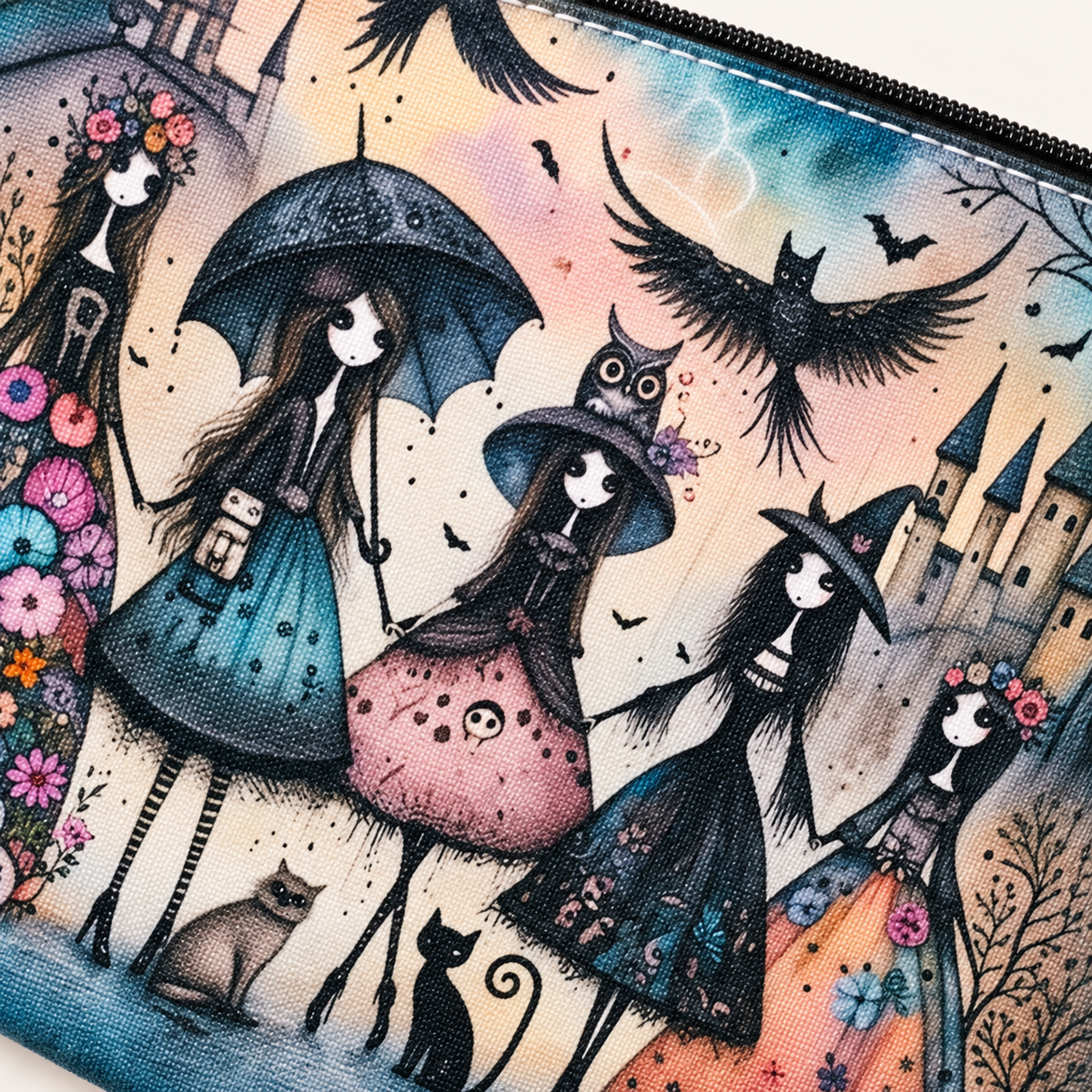 Whimsical Witches Large Zipper Pouch
