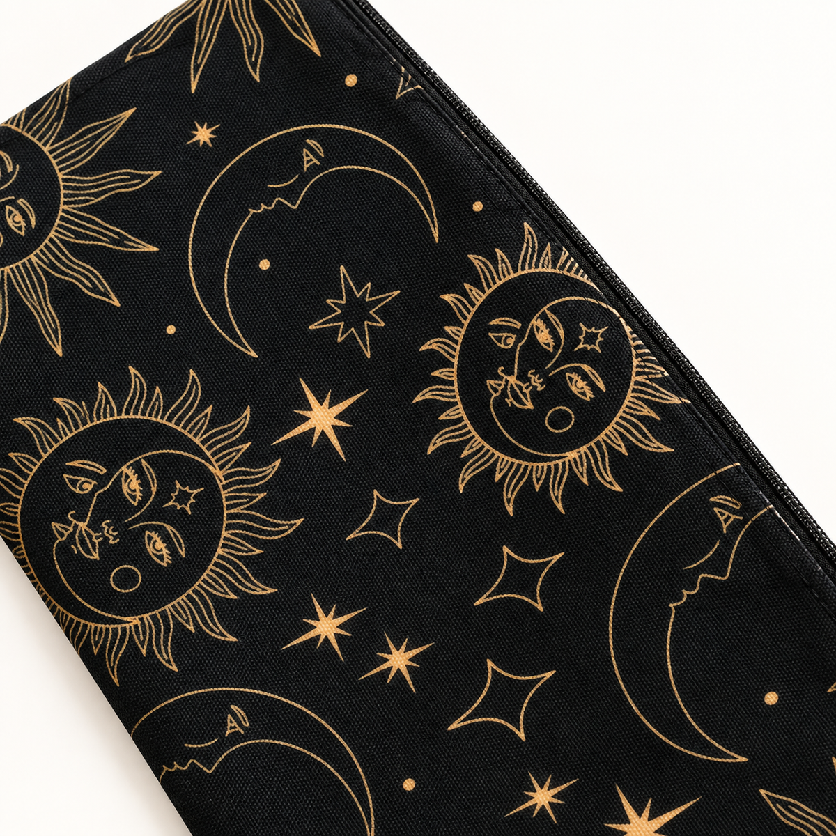 Black Celestial Sun & Moon Medium Zipper Pouch
