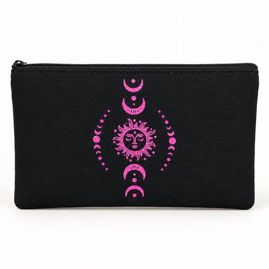 Pink Celestial Sun & Moon Medium Zipper Pouch