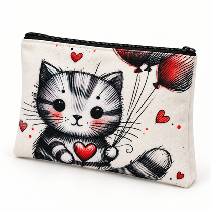 Cat & Hearts Medium Hearts Zipper Pouch