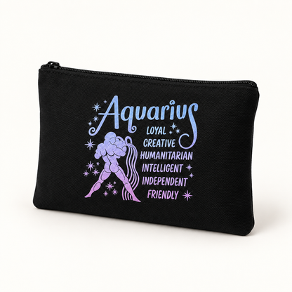 Aquarius Zodiac Medium Zipper Pouch