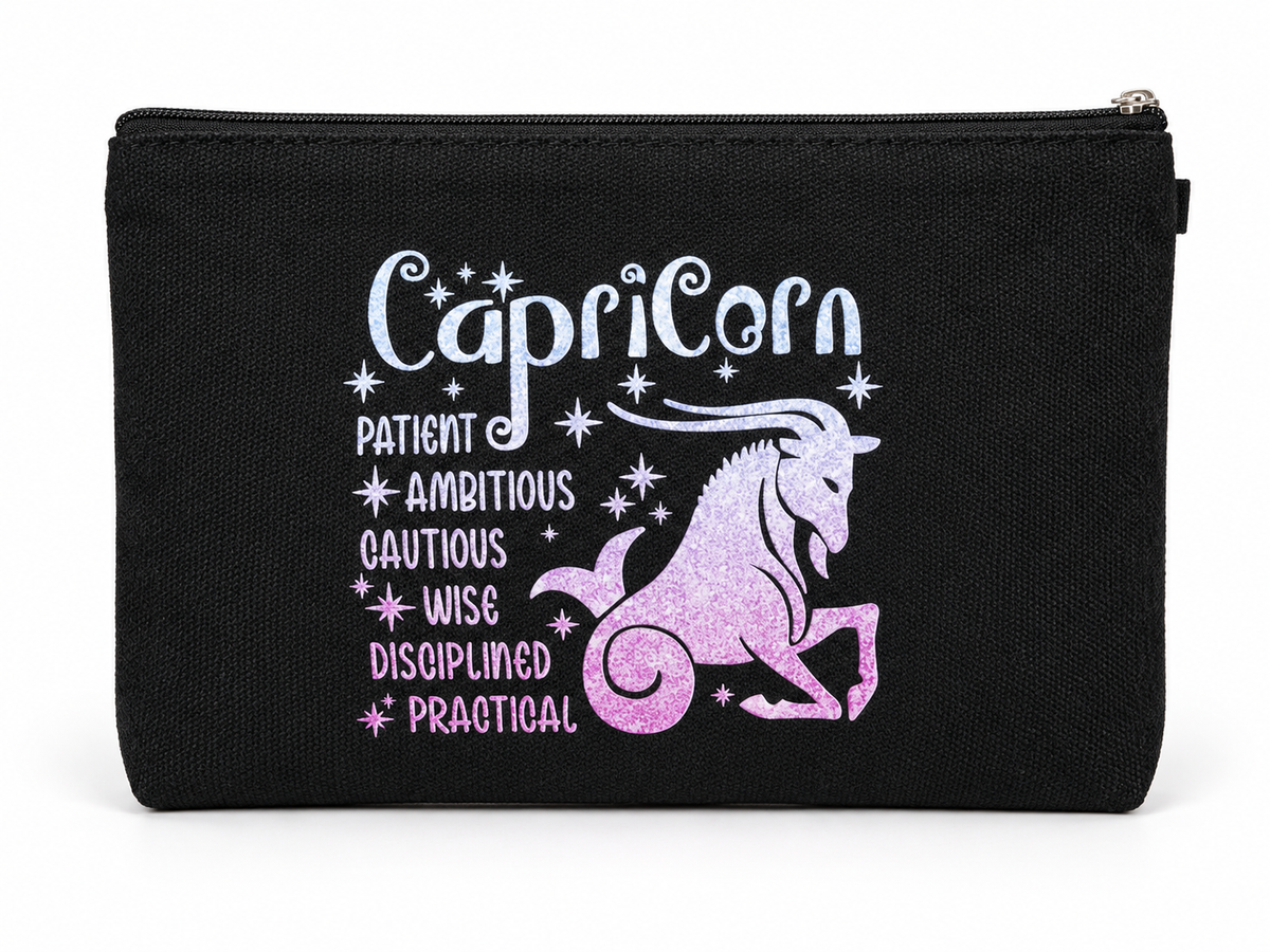 Capricorn Zodiac Medium Zipper Pouch