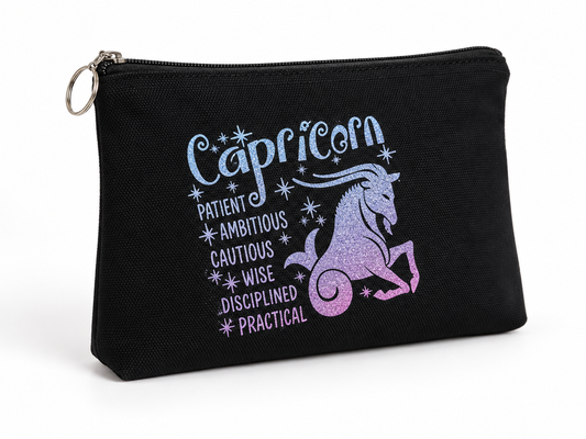 Capricorn Zodiac Medium Zipper Pouch