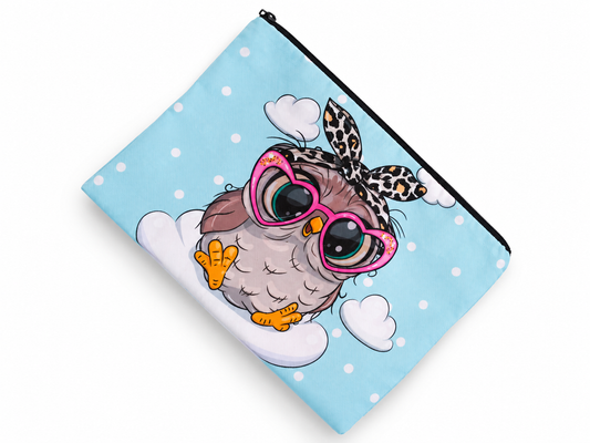 Playful Owl Medium Zipper Pouch