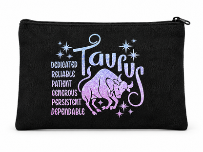 Taurus Zodiac Medium Zipper Pouch