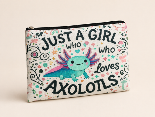 Axolotl Love Large Zipper Pouch