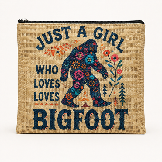 Just a Girl Who Loves Bigfoot Large Zipper Pouch