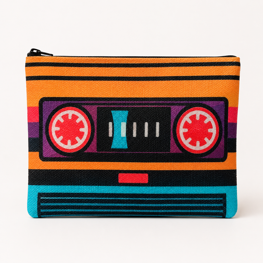 Retro Cassette Tape Large Zipper Pouch