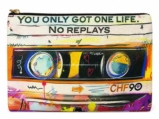 One Life No Replays  Large Zipper Pouch