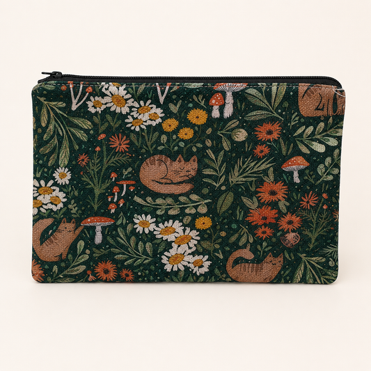Woodland Cats Large Zipper Pouch