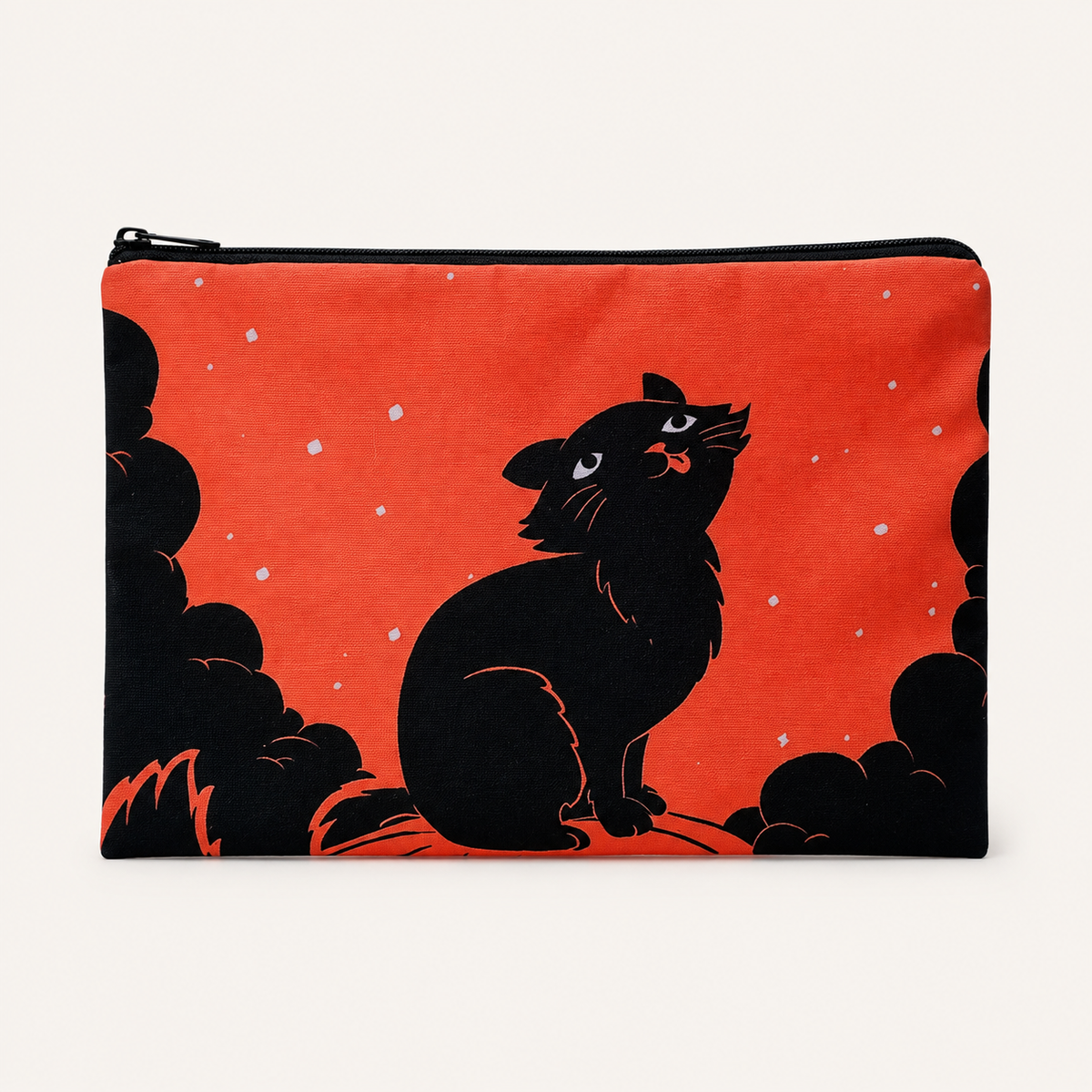 Orange and Black Large Zipper Pouch