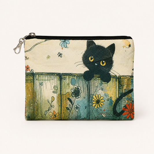 Black Cat Patchwork Large Zipper Pouch