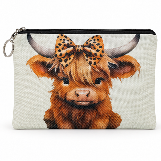 Highland Cow Large Zipper Pouch