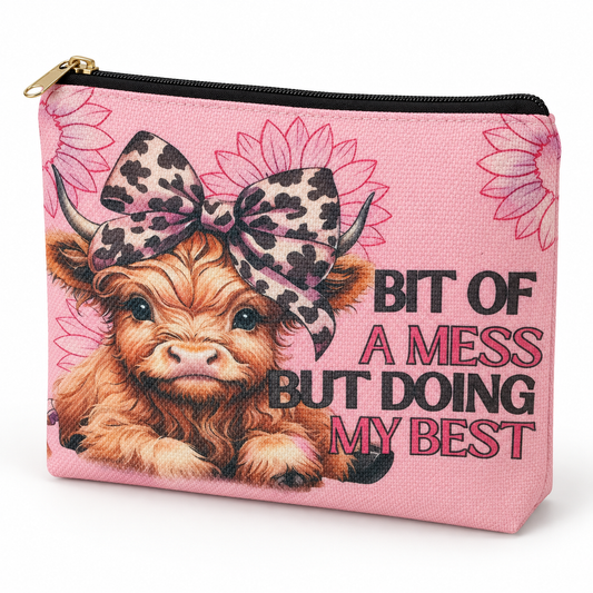 Highland Cow Large Zipper Pouch