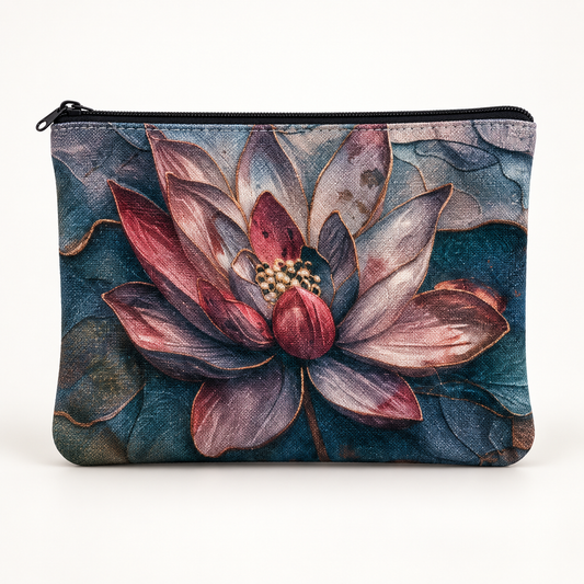 Lotus Flower Large Zipper Pouch