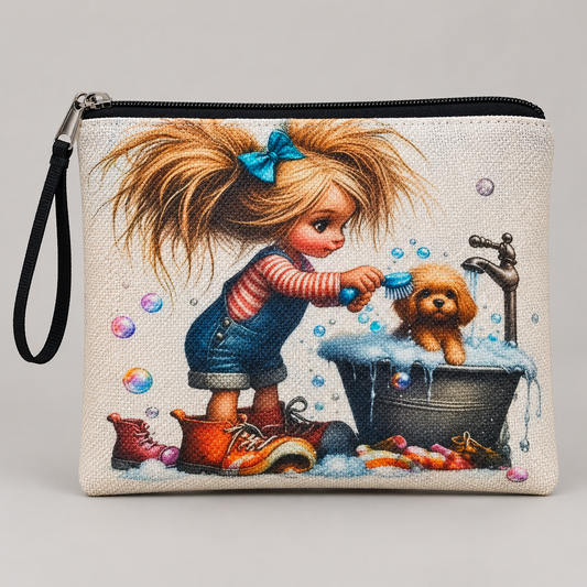 Dog Bath Time Large Zipper Pouch
