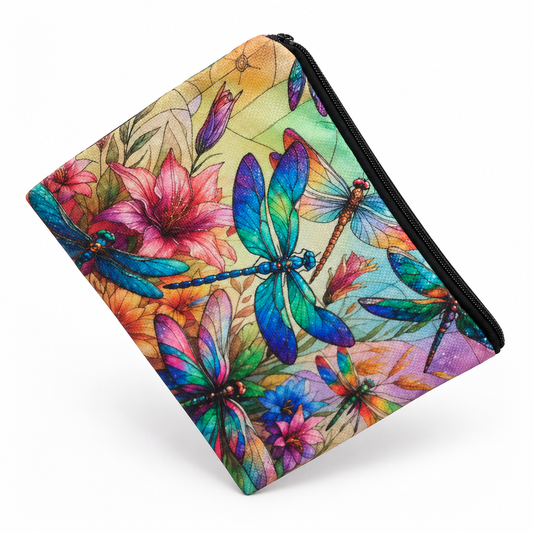 Enchanted Dragonfly Garden Large Zipper Pouch