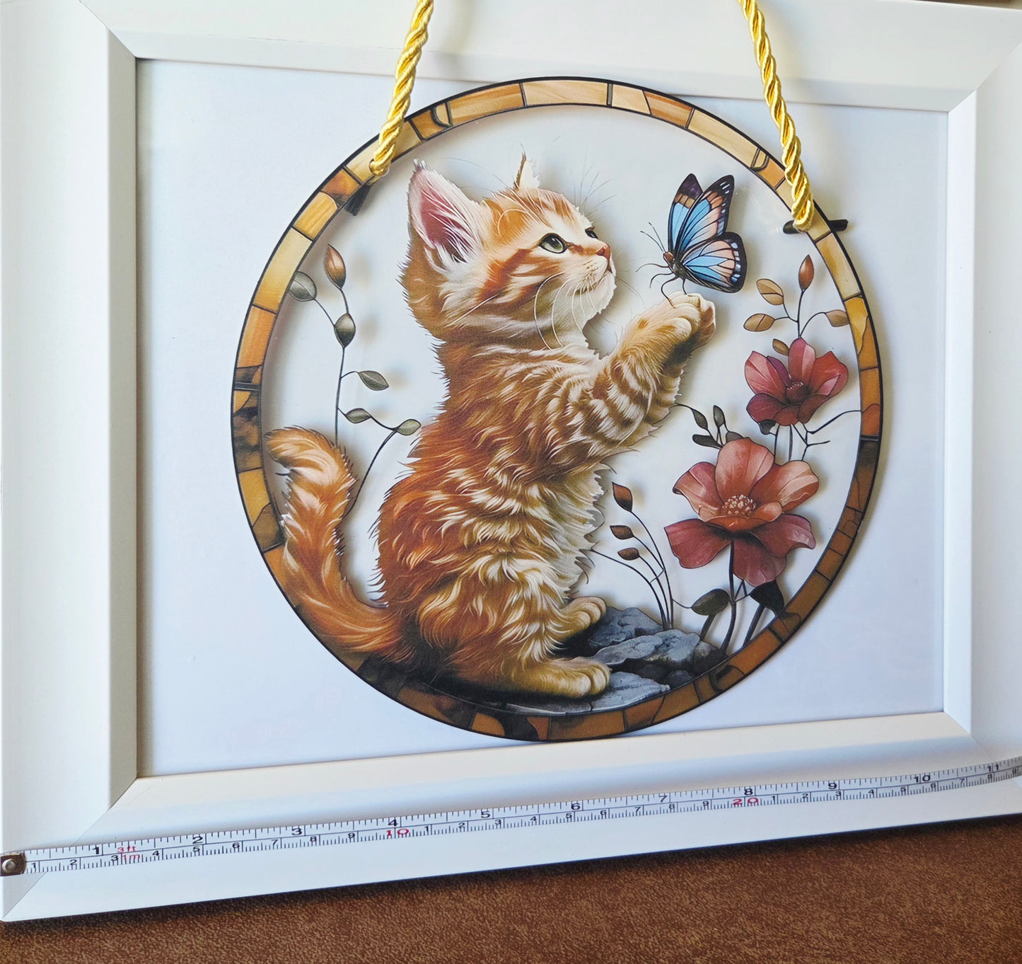 Suncatcher- 8"- kitten & butterfly